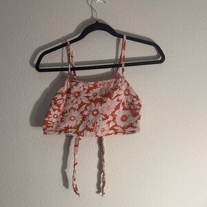 American Eagle Outfitters Orange Floral Crop Top